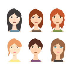 Different Woman Avatar Set. Vector
