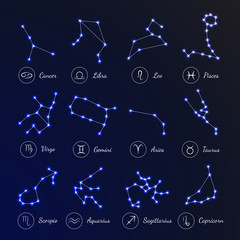 Fototapeta premium Zodiac Horoscope Set. Vector
