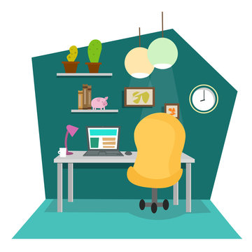 Work Place at Office or Home. Vector