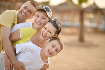 Happy family   in the summer