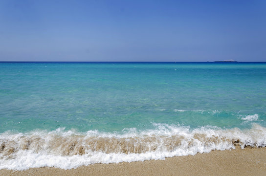Falasarna beach, Crete island, Greece, turquoise sea and waves