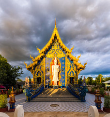 Fototapeta na wymiar White Buddhism at Rong Suea Ten (beautiful Temple ) in Chiangrai Thailand