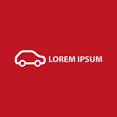 Car icon flat on a red background. Logo for auto company