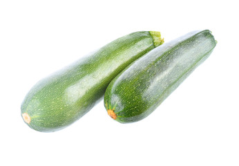 Pair of fresh green zucchini isolated on white background