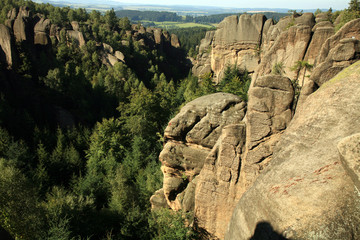 Phenomenon of nature, Stolowe ( Table ) Mountains. Famous rock formations in Czech Republic called...