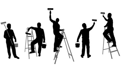 house painters silhouettes - vector