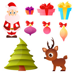 Obraz premium Set of icons Christmas isolated on white background. Vector illustration