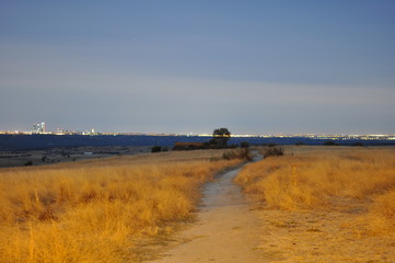 Paisaje nocturno y Madrid de fondo
