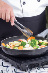 Chef stir fry vegetable