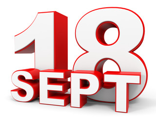 September 18. 3d text on white background.