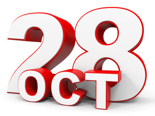 October 28. 3d text on white background.
