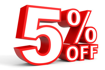 Discount 5 percent off. 3D illustration on white background.