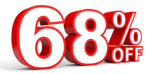 Discount 68 percent off. 3D illustration on white background.