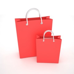 Paper Shopping Bags isolated on white background. 3d rendering.