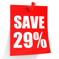 Discount 29 percent off. 3D illustration on white background.