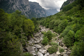 Fototapeta na wymiar Mountain river and waterfall