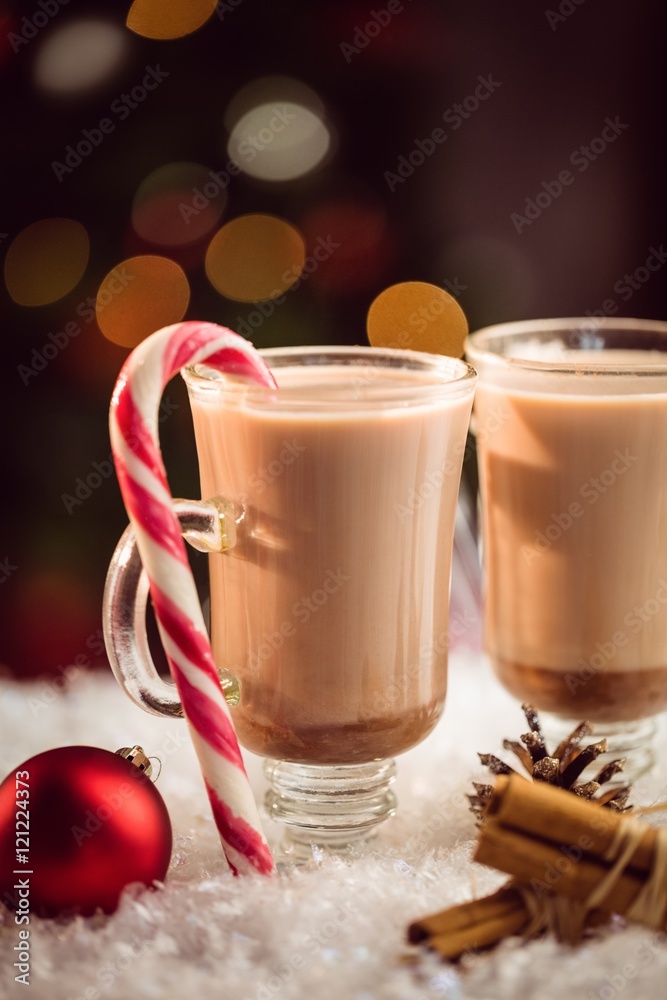 Poster extreme close up view of composite image of hot chocolates