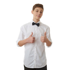 Cute teenager boy over white isolated background