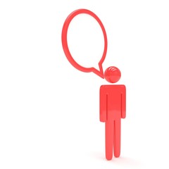 3d man with talk bubbles isolated over a white background. 3d rendering.