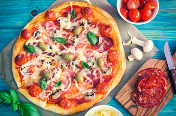 Homemade pizza with Ingredients 