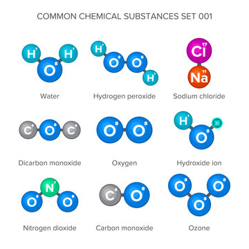 Molecular structures of common chemical substances