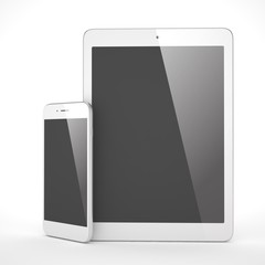 Tablet and smartphone on a white. 3d rendering.