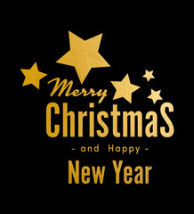 gold textured merry christmas and happy new year logo