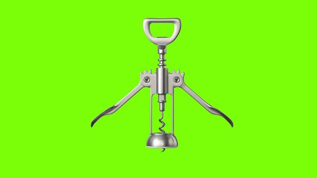 Corkscrew, 3d animation on a green background. seamless loop