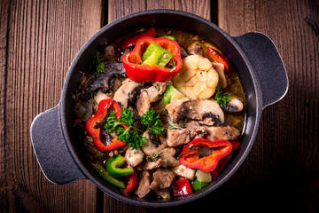 Goulash with colored vegetables