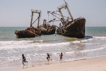 Luanda, Angola: Shipwreck beach. - obrazy, fototapety, plakaty