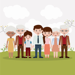 Fototapeta premium Mother father son and grandparents icons. Family generation and relationship theme. Colorful design. Vector illustration