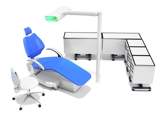 3d modern dental chair, furniture and light
