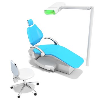 3d modern dental chair and light