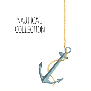 Vector illustration of anchor and rope