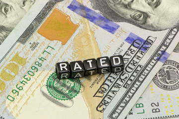 Candidate rating on dollars background concept