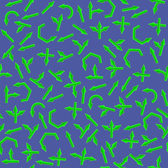 Set of Green Arrows Seamless Pattern on Blue Background