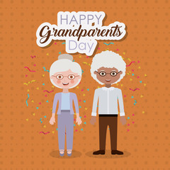 Couple of old man and woman icon.  Grandparents generation and family theme. Colorful design. Vector illustration