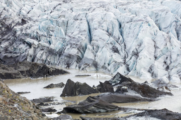 old glacier in foggy day in Iceland