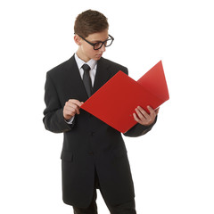 Cute teenager boy over white isolated background