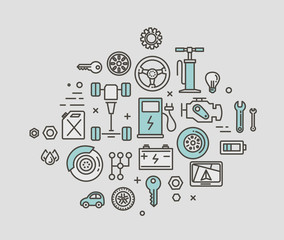 Auto repair service concept illustration thin line flat design