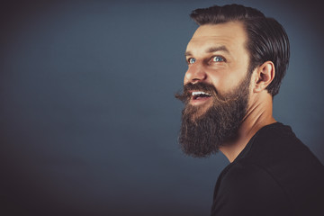 happy stylish man with  beard and mustache