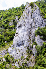 The statue of Decebal carved in the mountain