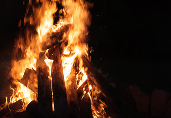 Burning fire outdoors