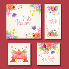 set cute floral card