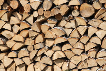 Chopped firewood on a stack