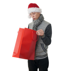 Cute teenager boy in gray sweater over white isolated background