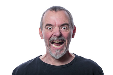Obraz premium screaming man with beard, isolated on white