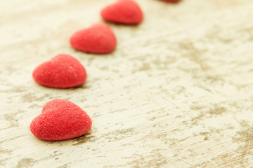 Jelly beans hearts with a colorful lollipop