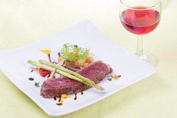 Beef Steak and wine