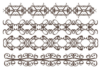 Vintage pattern decorative design elements set isolated on white